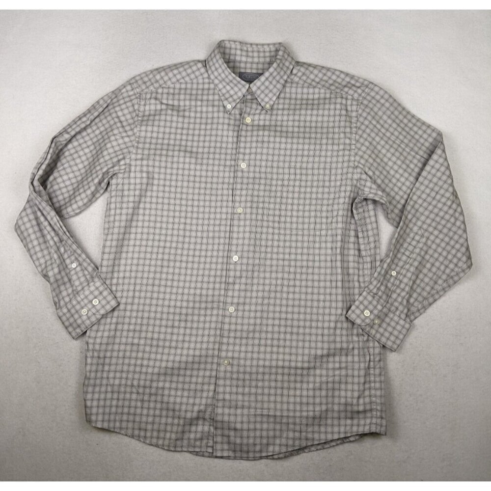 TALBOTS - MEN'S GRAY PLAID LONG SLEEVE BUTTON-UP SHIRT - SIZE L